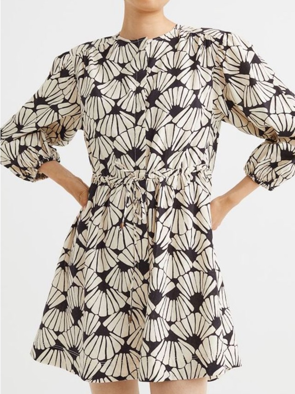 H&M Linen Cotton Blend Button Up Mini Casual vacation whimsical Dress Size XL